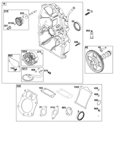 Crankcase Cover/Sump Group Diagram and Parts List for 61E377-0040-J1 400000 - 699999 Briggs and Stratton Engine